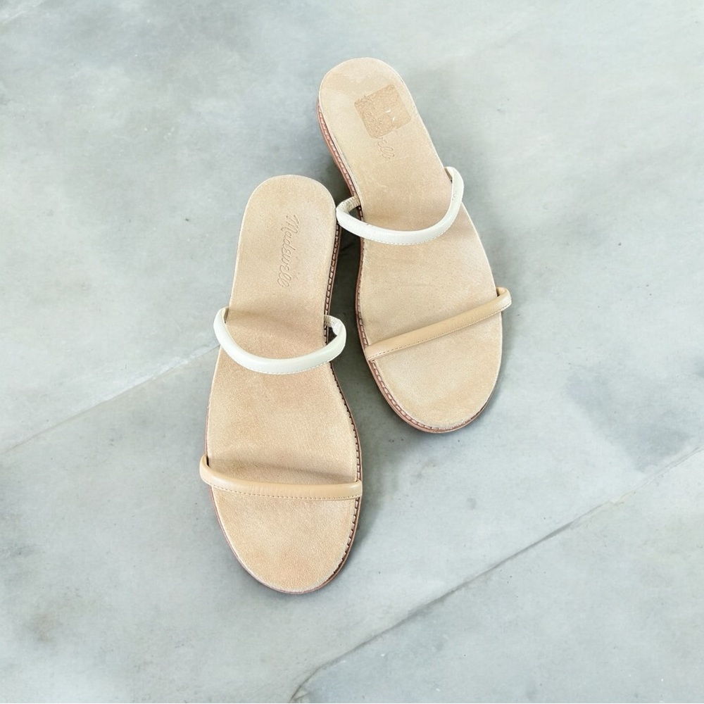 Madewell Two-Strap Sandals in Nude and White